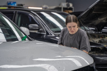 110725 Оклейка зоны риска нового Hyundai Santa Fe 2023+ против сколов и царапин на ЛКП