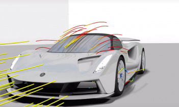 Каждая мельчайшая деталь Lotus Evija была оптимизирована для максимальной производительности. Глубокий передний бампер выполняет тройную работу: центральная секция подает охлаждающий воздушный поток в аккумуляторный блок, в то время как боковые канал