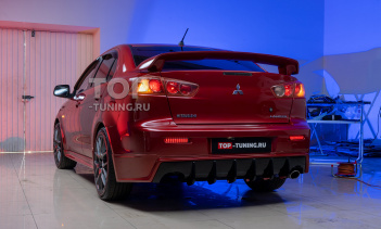 Тюнинг Митсубиши Лансер 10 - Накладка на задний бампер с диффузором (двойной выхлоп) 