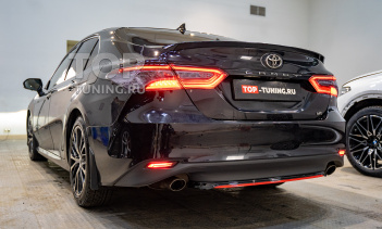 Обзор и сравнение до и после установки декоративной накладки на задний бампер Тойота Камри 70.