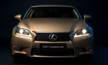 109754 Тюнинг фар Lexus GS350 – оклейка стекол, установка Bi LED линз и ПТФ