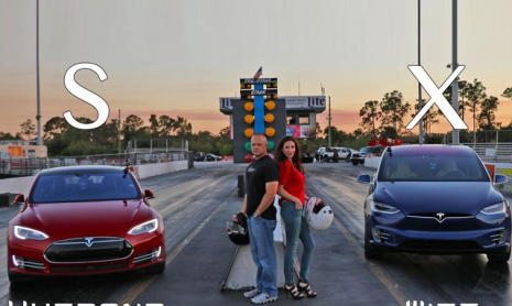 Муж против жены - дрэг рэйсинг на Tesla