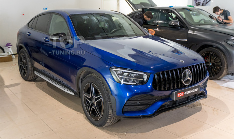Дооснащение Mercedes-Benz GLC Cope (C253) – Пороги, решетка, спойлер