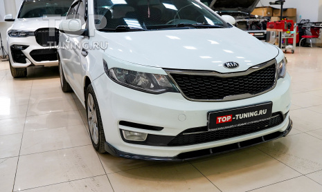 Установка элерона Element на передний бампер Киа Рио 3