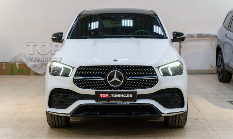 Оклейка Mercedes-Benz GLE Coupe 167 антигравийной пленкой + тюнинг-спойлер