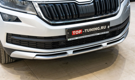 Накладка на передний бампер, диффузор в цвет кузова для Skoda Kodiaq I под ключ