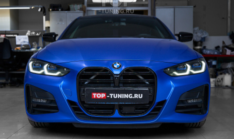 Тюнинг салона BMW 4 G22 – хрустальная ручка АКПП и кнопка старт-стоп