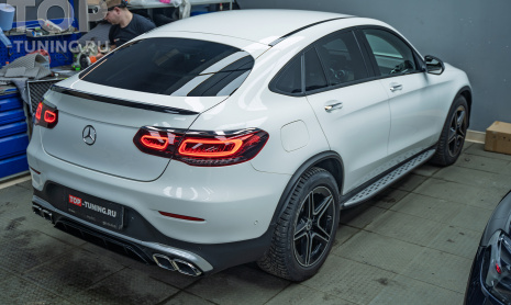 Тюнинг обвеса Mercedes-Benz GLC Coupe рест: спойлер, диффузор AMG, силовые пороги