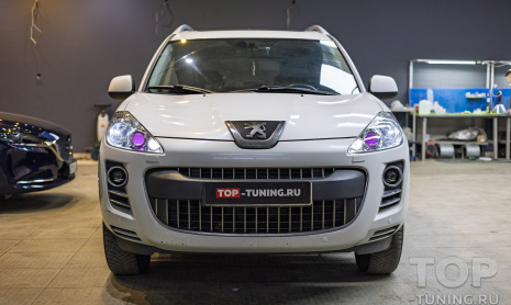 Комплексный тюнинг и полировка передней оптики Peugeot 4007
