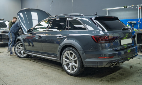 Замена линз в фарах, полировка, оклейка передней оптики Audi A4 B9