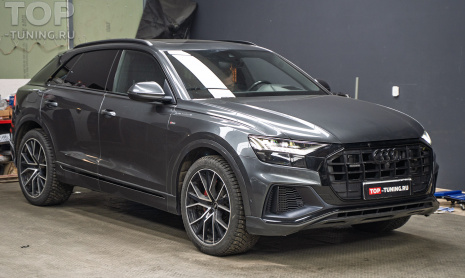 Переделка оранжевых габаритов в фарах Audi Q8 рестайлинг из США + оклейка фар