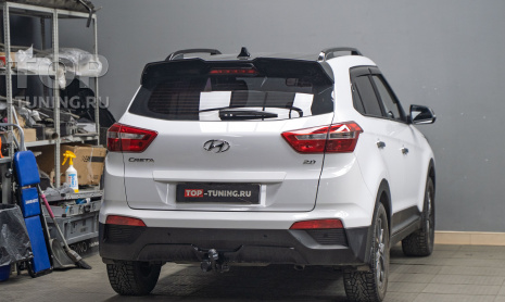 Защита крыши цветным полиуретаном и установка спойлера для Hyundai Creta рестайлинг