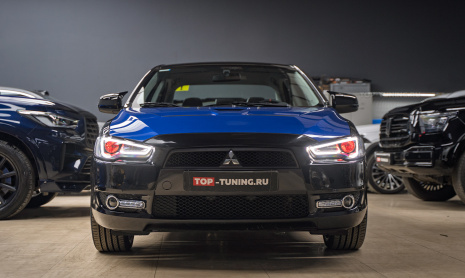 Монтаж атмосферной подсветки салона Mitsubishi Lancer X 2008