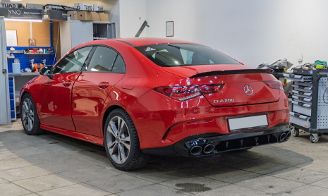 Тюнинг  Mercedes-Benz CLA C118 – монтаж диффузора + лип-спойлера