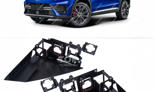 Переходные рамки с для установки линз Hella 3 в Geely Tugella FY11 (2019-2024) под 4 линзы