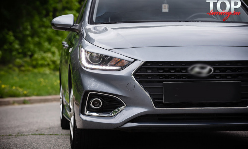 Реснички на фары Advance Широкие на Hyundai Solaris