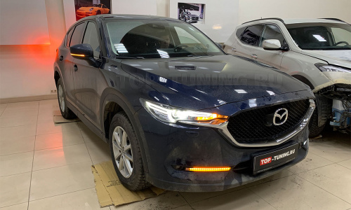 Монтаж ДХО в передний бампер Mazda CX-5 II