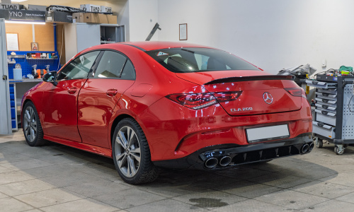 Тюнинг  Mercedes-Benz CLA C118 – монтаж диффузора + лип-спойлера